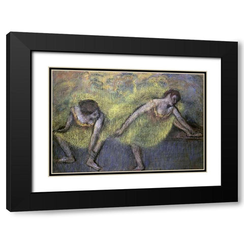 Two Dancers at Rest Black Modern Wood Framed Art Print with Double Matting by Degas, Edgar