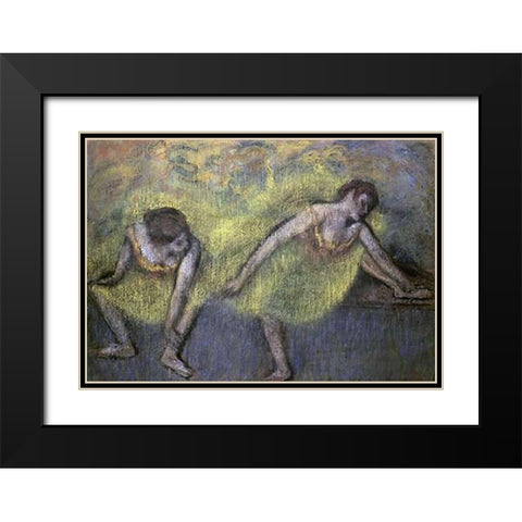 Two Dancers at Rest Black Modern Wood Framed Art Print with Double Matting by Degas, Edgar