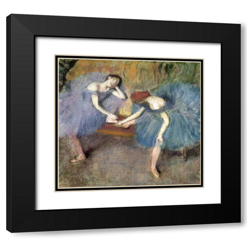 Two Dancers Resting, c. 1905-1910 Black Modern Wood Framed Art Print with Double Matting by Degas, Edgar
