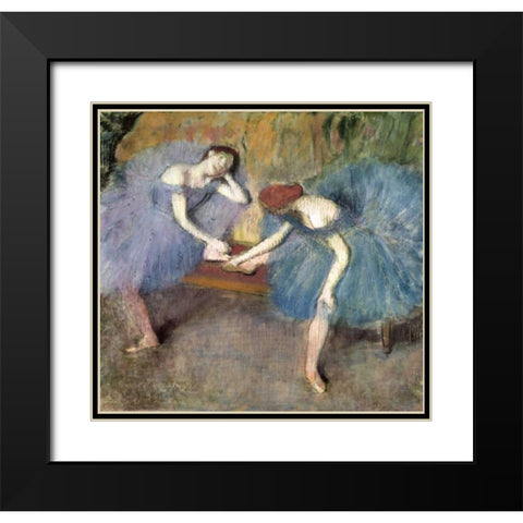 Two Dancers Resting, c. 1905-1910 Black Modern Wood Framed Art Print with Double Matting by Degas, Edgar