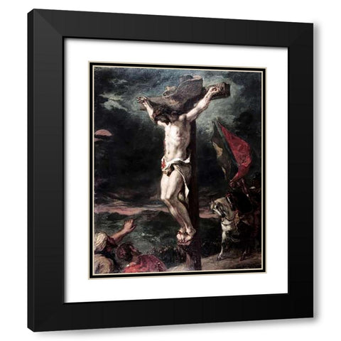Crucifixion Black Modern Wood Framed Art Print with Double Matting by Delacroix, Eugene