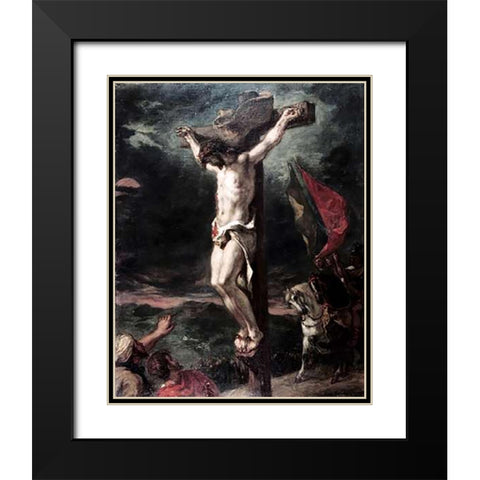 Crucifixion Black Modern Wood Framed Art Print with Double Matting by Delacroix, Eugene