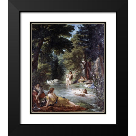 Turkish Women Bathing Black Modern Wood Framed Art Print with Double Matting by Delacroix, Eugene