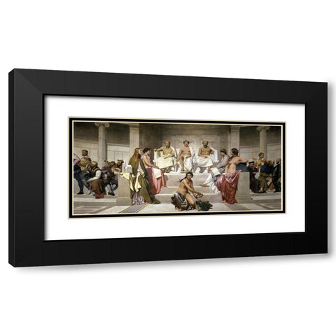 Hemicycle De LEcole Des Beaux Arts Black Modern Wood Framed Art Print with Double Matting by Delaroche, Paul