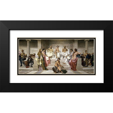 Hemicycle De LEcole Des Beaux Arts Black Modern Wood Framed Art Print with Double Matting by Delaroche, Paul