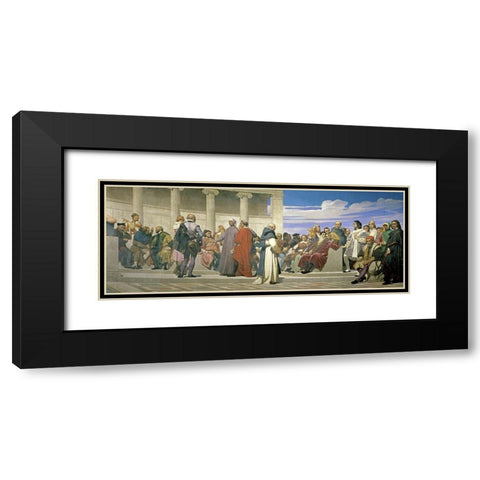 Hemicycle De LEcole Des Beaux Arts Black Modern Wood Framed Art Print with Double Matting by Delaroche, Paul