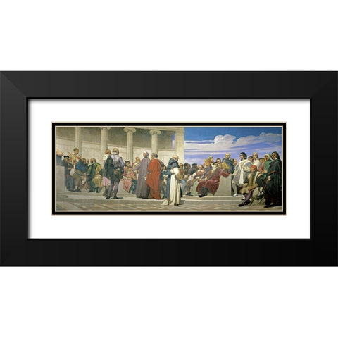Hemicycle De LEcole Des Beaux Arts Black Modern Wood Framed Art Print with Double Matting by Delaroche, Paul