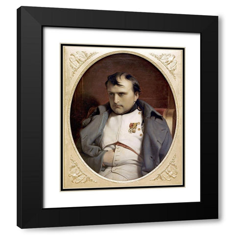 Napoleon In Fountainebleau Black Modern Wood Framed Art Print with Double Matting by Delaroche, Paul