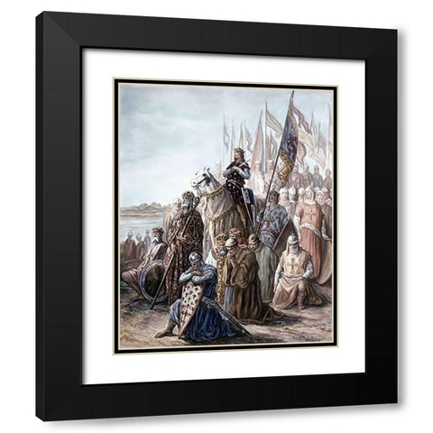 St. Louis Before Damietta, Egypt - 6th Crusade Black Modern Wood Framed Art Print with Double Matting by Dore, Gustave