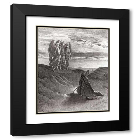 The Lord Appearing Before Abraham Black Modern Wood Framed Art Print with Double Matting by Dore, Gustave