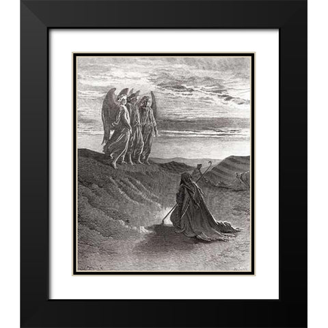 The Lord Appearing Before Abraham Black Modern Wood Framed Art Print with Double Matting by Dore, Gustave