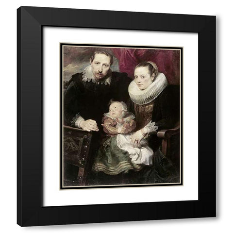 A Family Group Black Modern Wood Framed Art Print with Double Matting by Van Dyck, Anthony