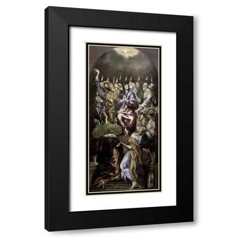 Pentecost Black Modern Wood Framed Art Print with Double Matting by El Greco