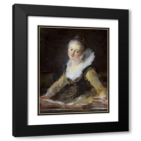 A Study Black Modern Wood Framed Art Print with Double Matting by Fragonard, Jean Honore