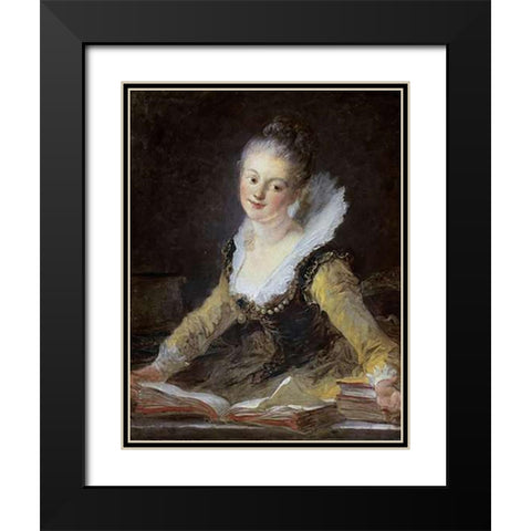 A Study Black Modern Wood Framed Art Print with Double Matting by Fragonard, Jean Honore