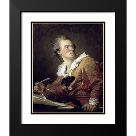 Inspiration Black Modern Wood Framed Art Print with Double Matting by Fragonard, Jean Honore