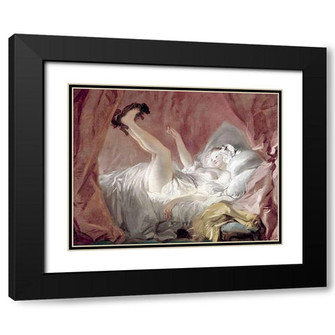 La Giambette Black Modern Wood Framed Art Print with Double Matting by Fragonard, Jean Honore