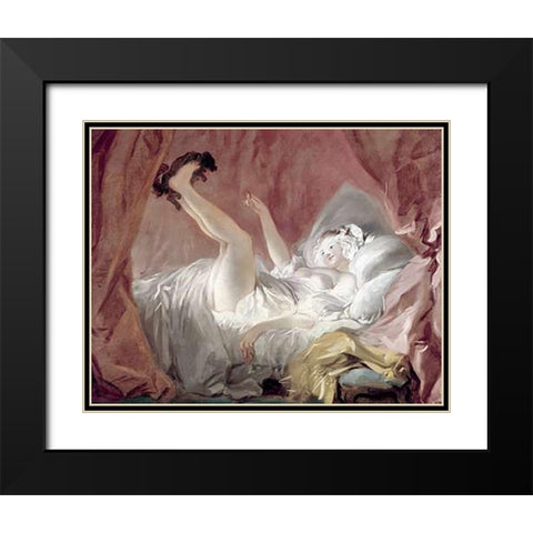 La Giambette Black Modern Wood Framed Art Print with Double Matting by Fragonard, Jean Honore