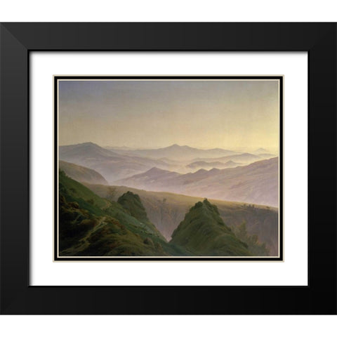 Morning in the Mountains Black Modern Wood Framed Art Print with Double Matting by Friedrich, Caspar David