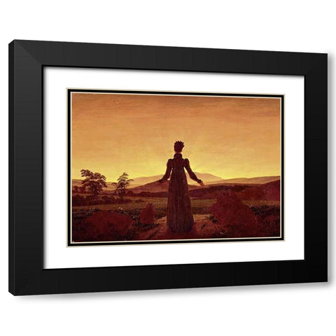Morning Light Black Modern Wood Framed Art Print with Double Matting by Friedrich, Caspar David