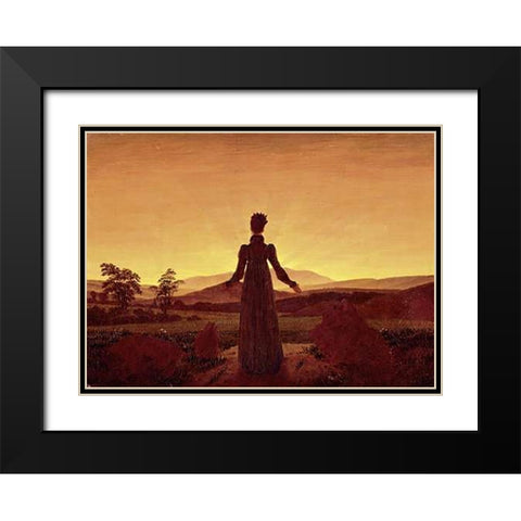 Morning Light Black Modern Wood Framed Art Print with Double Matting by Friedrich, Caspar David