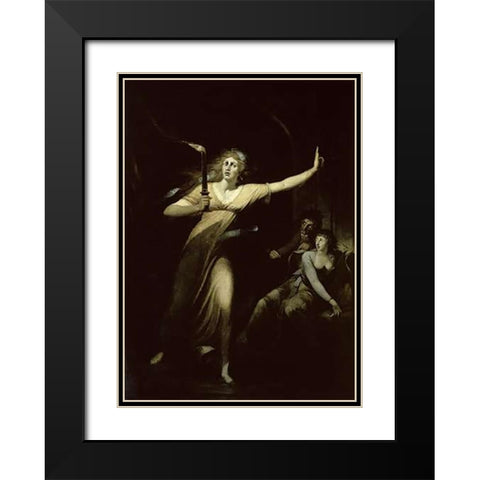 Lady Macbeth Sleepwalking Black Modern Wood Framed Art Print with Double Matting by Fuseli, Henry