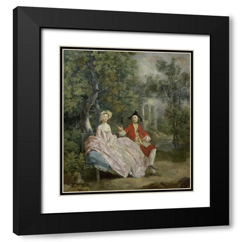 Conversation In a Park Black Modern Wood Framed Art Print with Double Matting by Gainsborough, Thomas