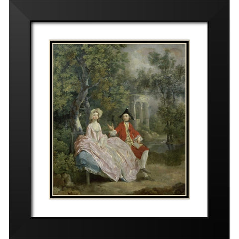 Conversation In a Park Black Modern Wood Framed Art Print with Double Matting by Gainsborough, Thomas