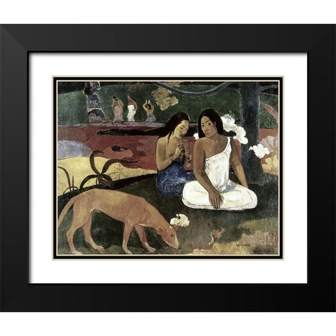 Joyousness Black Modern Wood Framed Art Print with Double Matting by Gauguin, Paul