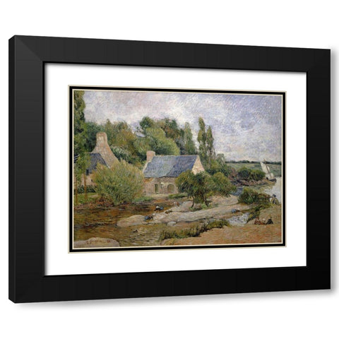 Les Lavendiers a Pont Aven Black Modern Wood Framed Art Print with Double Matting by Gauguin, Paul