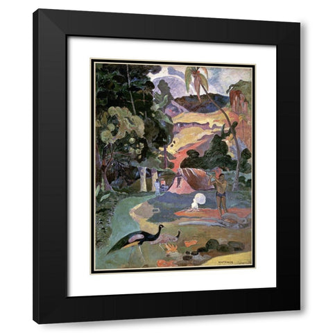 Matamoe Black Modern Wood Framed Art Print with Double Matting by Gauguin, Paul
