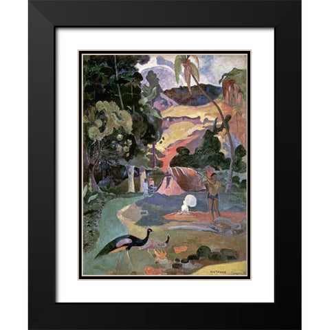 Matamoe Black Modern Wood Framed Art Print with Double Matting by Gauguin, Paul