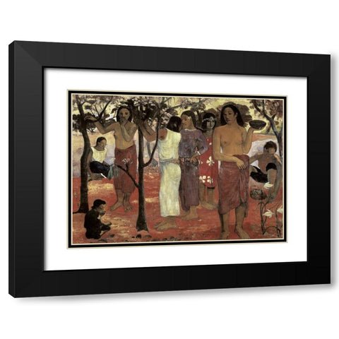 Nave Nave Mahana Black Modern Wood Framed Art Print with Double Matting by Gauguin, Paul