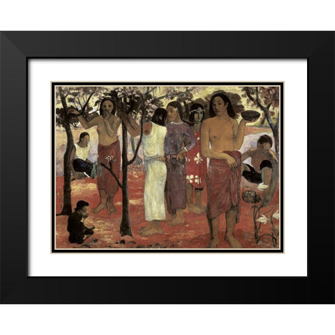 Nave Nave Mahana Black Modern Wood Framed Art Print with Double Matting by Gauguin, Paul