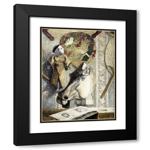 Still Life With a Horses Head Black Modern Wood Framed Art Print with Double Matting by Gauguin, Paul