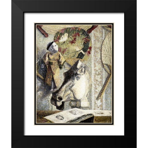 Still Life With a Horses Head Black Modern Wood Framed Art Print with Double Matting by Gauguin, Paul