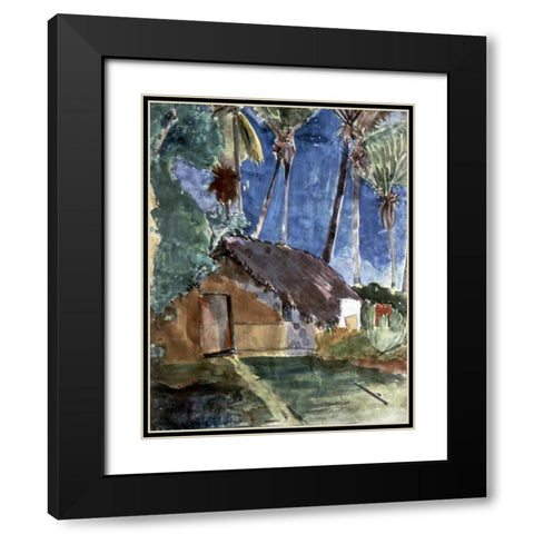 Tahiti Landscape Black Modern Wood Framed Art Print with Double Matting by Gauguin, Paul