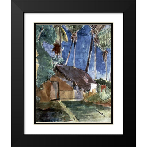 Tahiti Landscape Black Modern Wood Framed Art Print with Double Matting by Gauguin, Paul