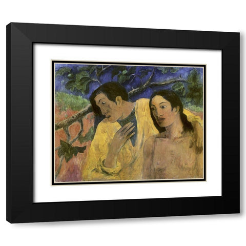 Tahitian Idyll Black Modern Wood Framed Art Print with Double Matting by Gauguin, Paul