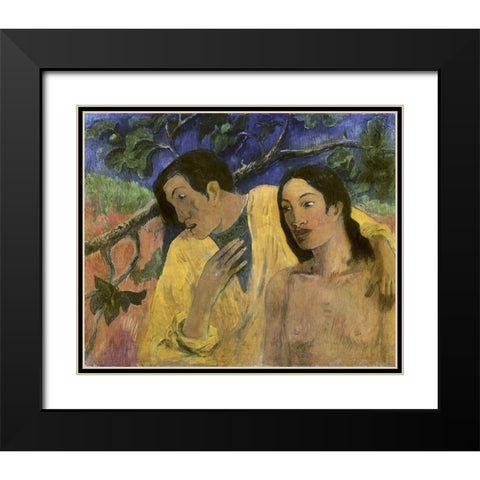 Tahitian Idyll Black Modern Wood Framed Art Print with Double Matting by Gauguin, Paul