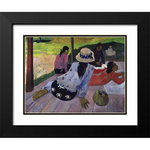 The Nap - La Siesta Black Modern Wood Framed Art Print with Double Matting by Gauguin, Paul