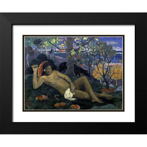 The Wife of the King Black Modern Wood Framed Art Print with Double Matting by Gauguin, Paul