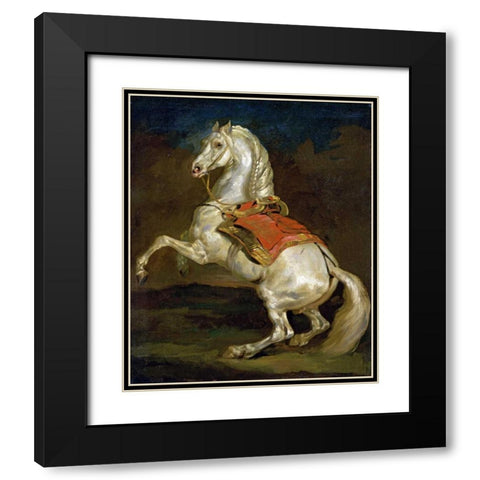 Rearing Horse - Cheval Cabre Black Modern Wood Framed Art Print with Double Matting by Gericault, Theodore