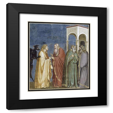 Treachery of Judas Black Modern Wood Framed Art Print with Double Matting by Giotto
