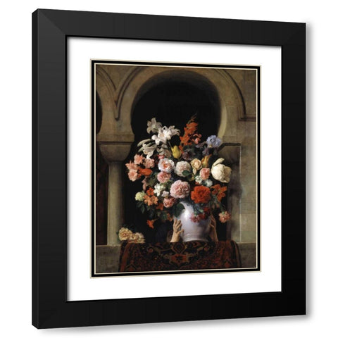 Vase of Flowers In The Window Black Modern Wood Framed Art Print with Double Matting by Hayez, Francesco