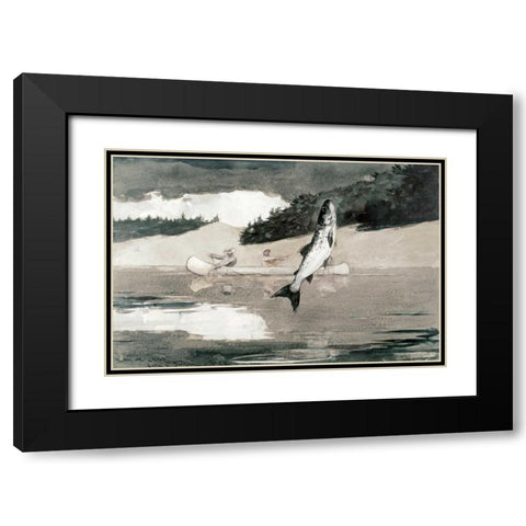 Flying Fish on Lake John Black Modern Wood Framed Art Print with Double Matting by Homer, Winslow