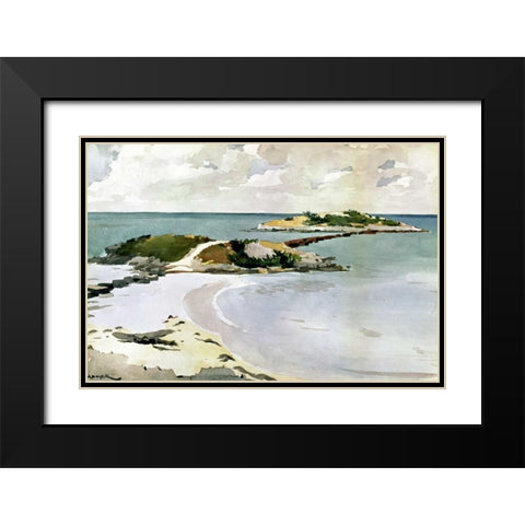 Gallows Island Black Modern Wood Framed Art Print with Double Matting by Homer, Winslow