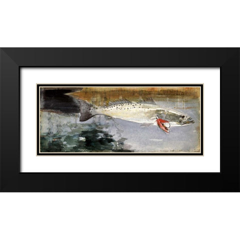 Mrs. R. H. Watts Trout Black Modern Wood Framed Art Print with Double Matting by Homer, Winslow
