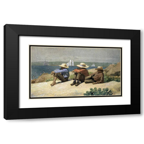 On the Beach Black Modern Wood Framed Art Print with Double Matting by Homer, Winslow