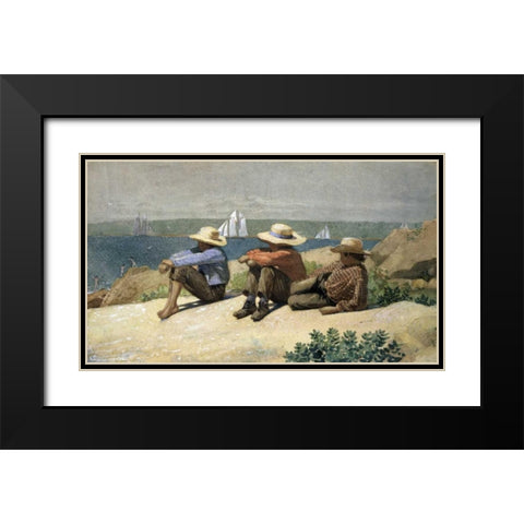 On the Beach Black Modern Wood Framed Art Print with Double Matting by Homer, Winslow